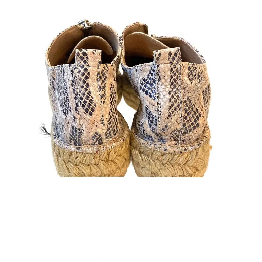 Eric Michael Snakeskin Embossed Leather Espadrille Platform‎ Size 8.5